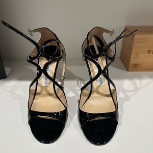 Jimmy Choo Lang Patent Strappy Sandals
